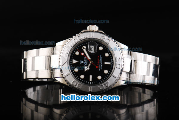 Rolex Yacht-Master Oyster Perpetual Chronometer Automatic with White Bezel,Black Dial and White Round Bearl Marking-Small Calendar - Click Image to Close